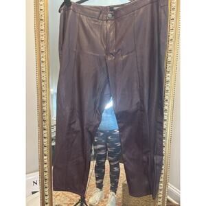 Dennis Basso Faux Leather Pants, Deep Burgundy, 14P